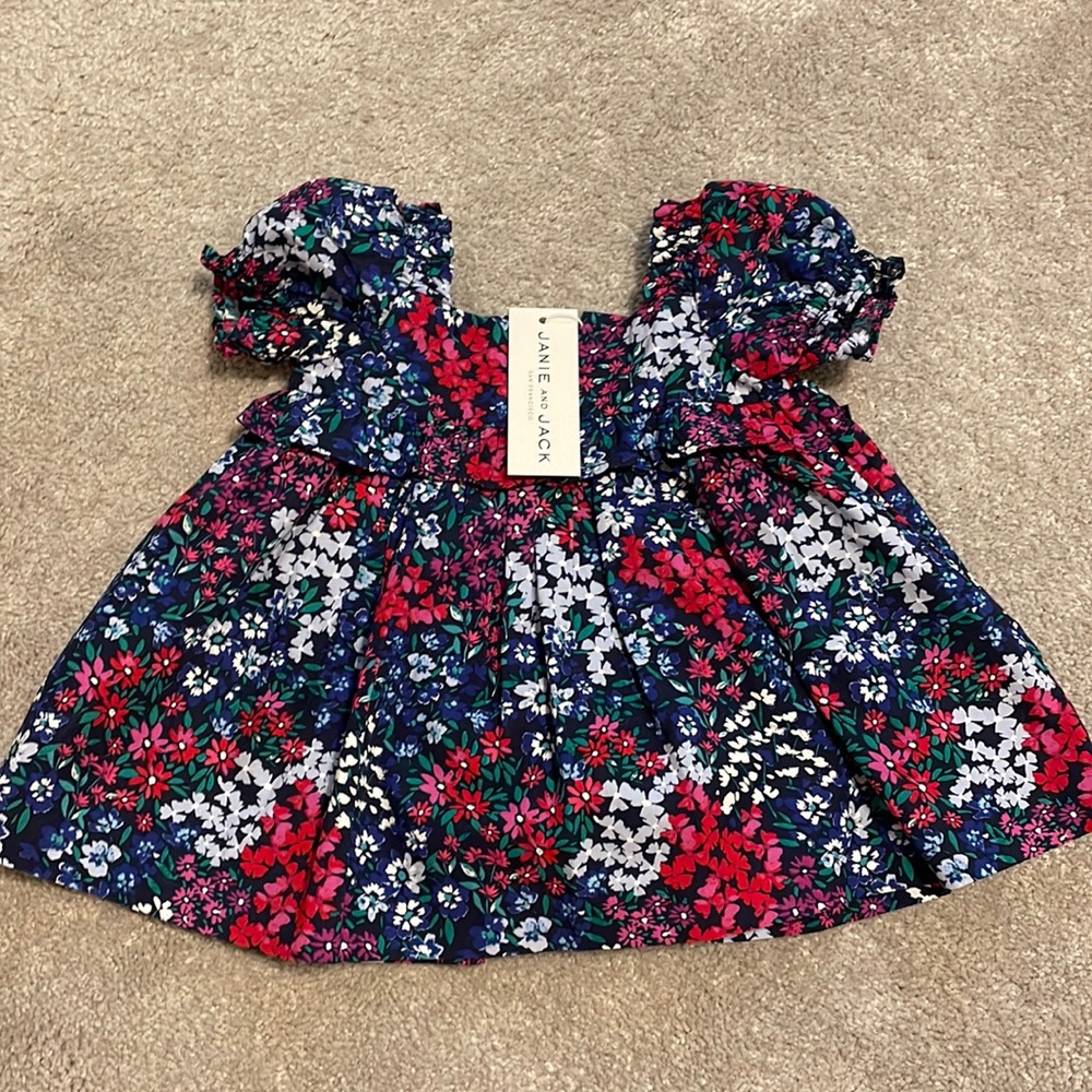 NWT Janie and Jack floral navy dress with bloomer
